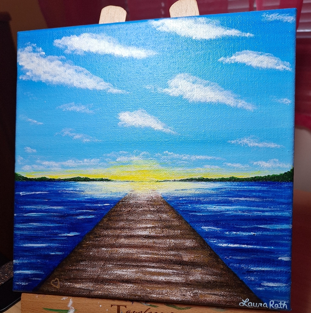 "Morning On the Lake" Hand-painted Canvas - Picture 6 of 12